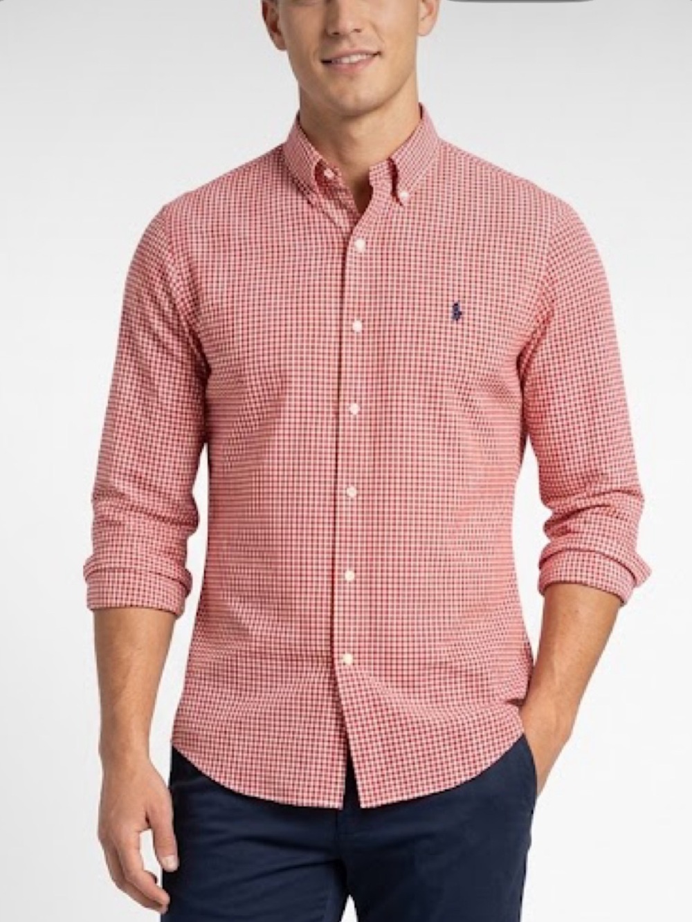 Ralph Lauren Gingham Button-Down Red Cotton Checkered Shirt